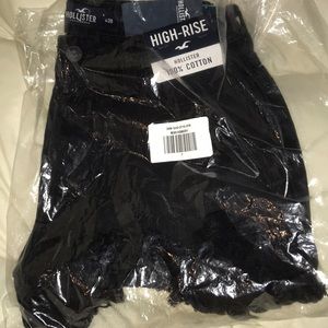 high-rise denim shirt 3” Hollister